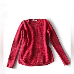 LOFT Textured Red Crew Neck Sweater